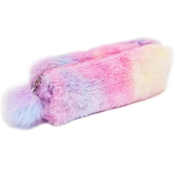 Plysj regnbue pennal for jenter Fluffy pennal