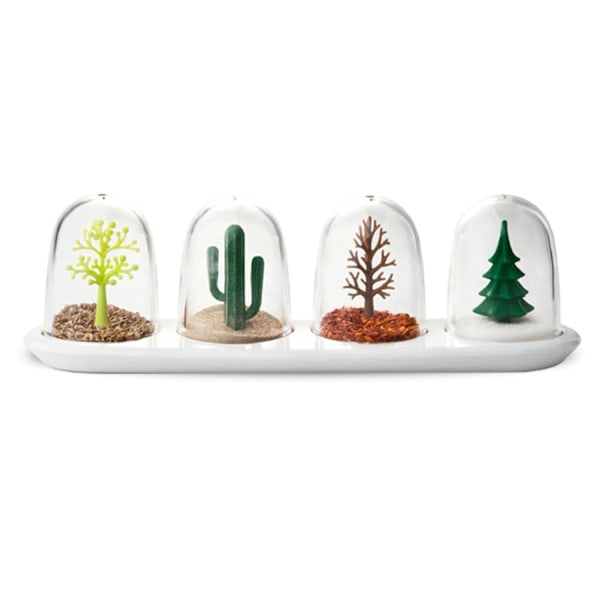 4Pcs/Set Spice Jar Cute Transparent PP Four Seasons Plant Animals Spice Jar for Herb