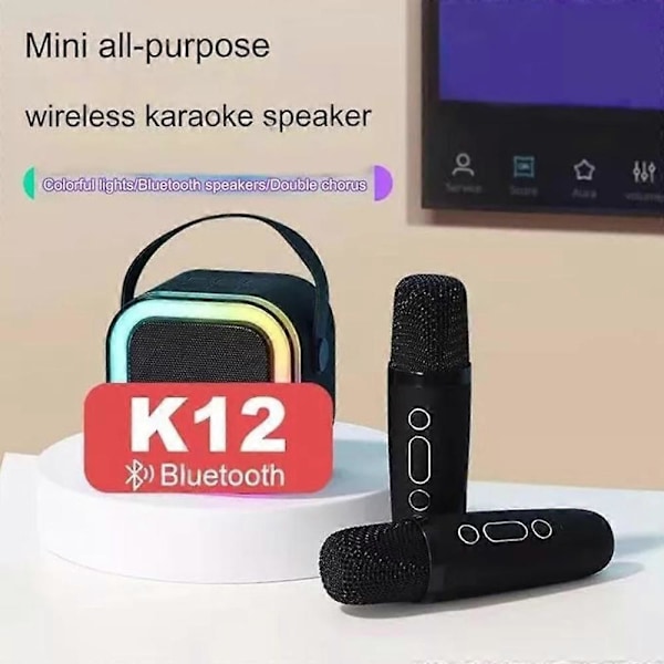 Mini Karaoke Maskin, Mini Karaoke Maskin med 1/2 Trådlösa Mikrofoner black Single microphone