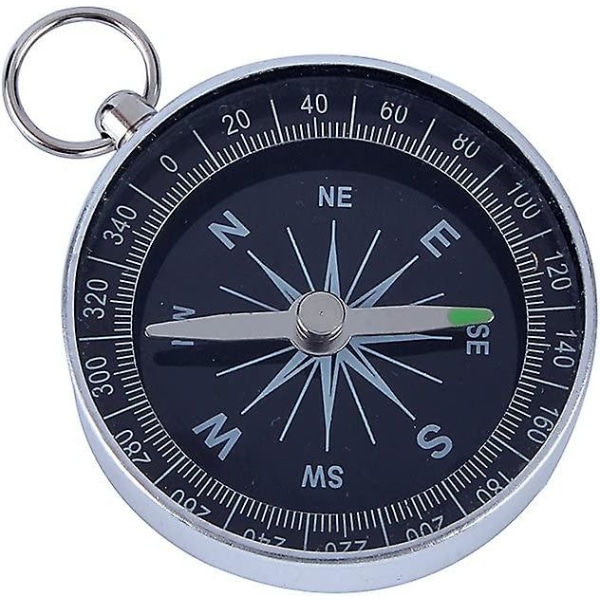 Kompass med hvit urskive, 45 mm bærbar lommekompass i aluminium Høy nøyaktighet overlevelseskompass for utendørs camping, sportsnavigasjon