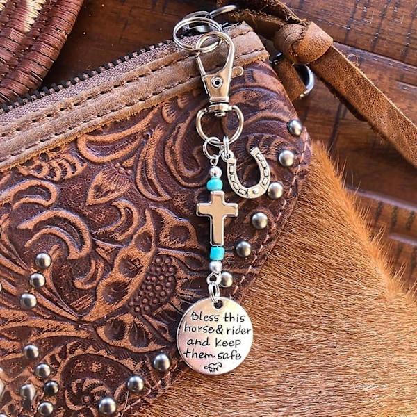 Saddle and Bridle Charm Clip, Saddle Charm, Bless this Horse and Rider Keep them Safe Bridle Charm, Festival Riding Enthusiast Charms Hanging Ornament