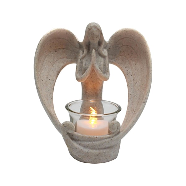 Angel Candle Holder Multipurpose Artistic Memorial Heat-resistant Stable Base Bereavement Gift Resin Angel Candleholder Tealight Ornament For Church