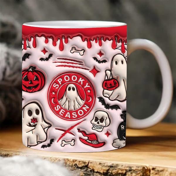 Ny läskig Halloween-kaffemugg Vattenmugg Halloween Pumpa A
