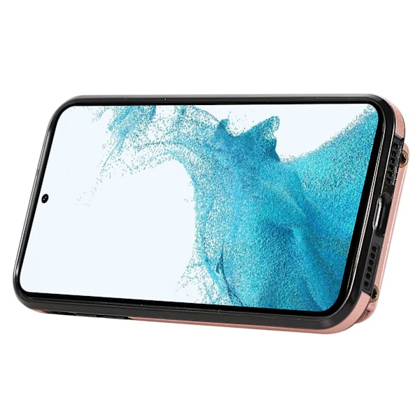 Samsung Galaxy S23+ Fodral Rfid Blockering Mobiltelefon Skal Stativ Tpu+pu Läder Skal Rose Gold