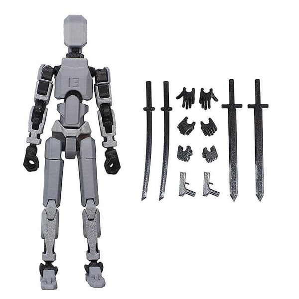 T13 Actionfigur Titan 13 Actionfigur Robot Actionfigur 3D-tryckt Action Gray