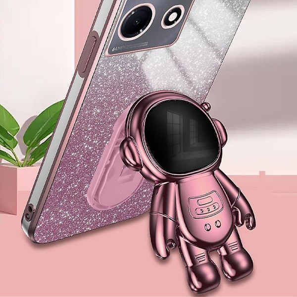 For Transsion Infinix Note 30 VIP 5G -kotelo, jalusta, sähköpinnoitettu PC+TPU-puhelinkotelo Pink