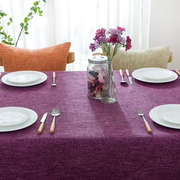 Bomullslinneduk Rektangulär Matsalsduk Överdrag Heminredning Purple 140x140cm
