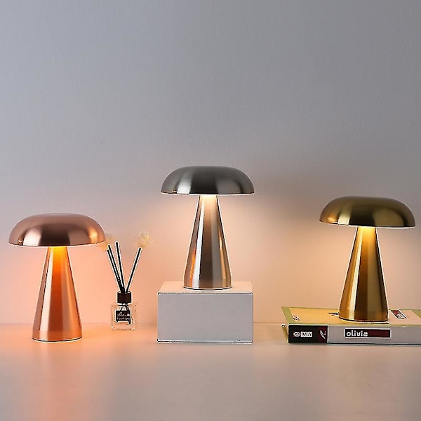 Led sopplampe bordlampe oppladbar berøring trefarget belysning for kafé bar restaurant stue soverom studiedekorasjon-1stk Gold