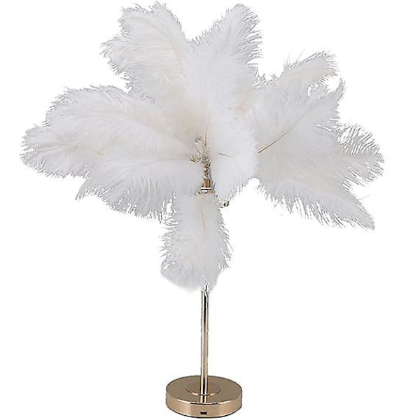 Berøringsfølsom bordlampe, strutsfjærlampe 3 farger dimbar med 30 fjær for soverom white