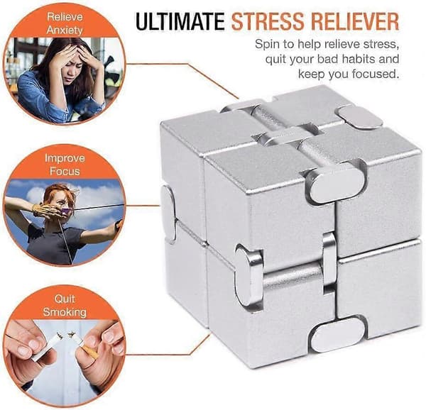 Fidget Cube Ny Version Fidget Finger Legetøj - Metal Infinity Cube til Stress og Angstlindring/ADHD