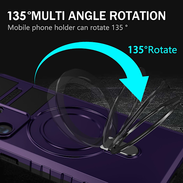 Samsung Galaxy S24 Ultra -magneettinen jalustakotelo PC+TPU-puhelinkotelo, yhteensopiva MagSafen kanssa Purple