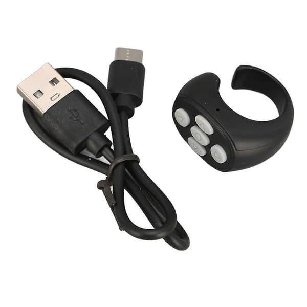 Smart Ring Controller Bluetooth 5.3 Trådlös Fjärrkontroll Sida Vändare För Tik Tok E-bok Black