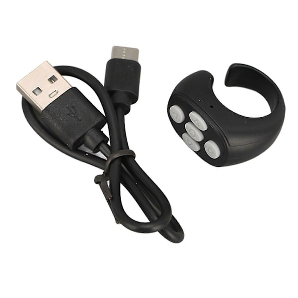 Smart Ring Controller Bluetooth 5.3 Trådløs Fjernbetjening Sideskifter Til Tik Tok Elektronisk Bog Black