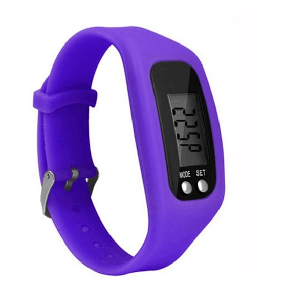 Stegräknare Klocka Med Lcd-Display Enkel Användning Gång Fitness Tracker Armband Digital Stegräknare Purple