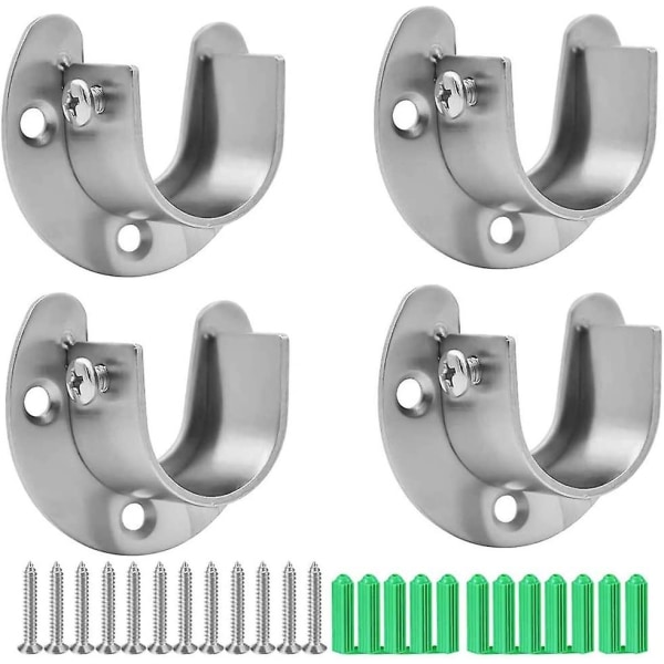 Wardrobe Sockets Stainless Steel Cabinet U-shape Hanger Clothes Rail Clothes Rail Shower Curtain Rail Cabinet Tube Rod With Screws And Expansion Pipes