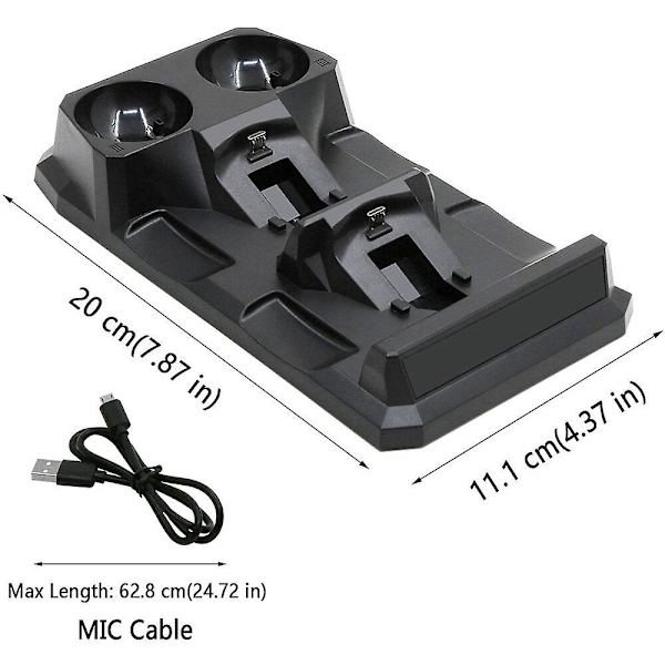 4-i-1 USB-opladningsdock med LED-lys Dobbelt oplader Dockstation til Playstation til PS4 Move til PS4 VR-controllere Holder B