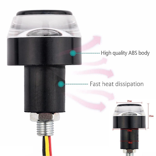 2 stk LED Motorsykkel Styreenden Signal Lys Indikator Blinklys 22mm Markør Lampe Universal Grip Side Retningslys 1pcs