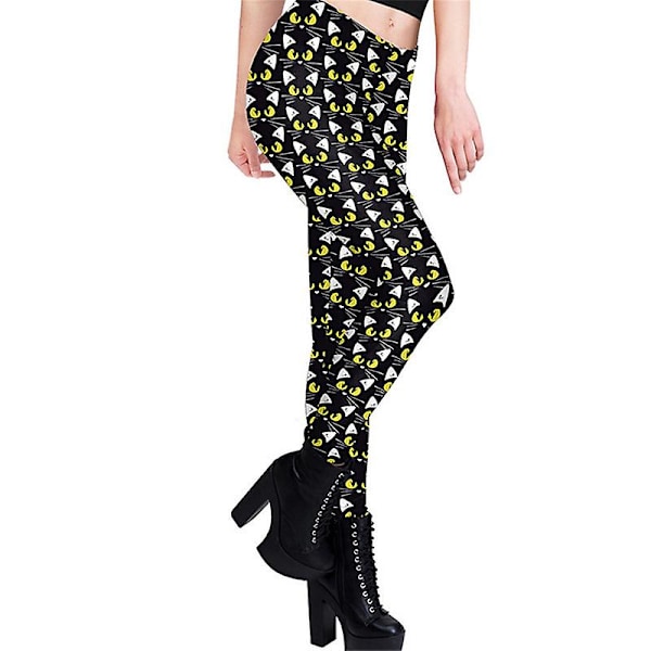 Dame Halloween Crossover Leggings Højtaljede Bløde Trykte Strømper COLOR 4 M