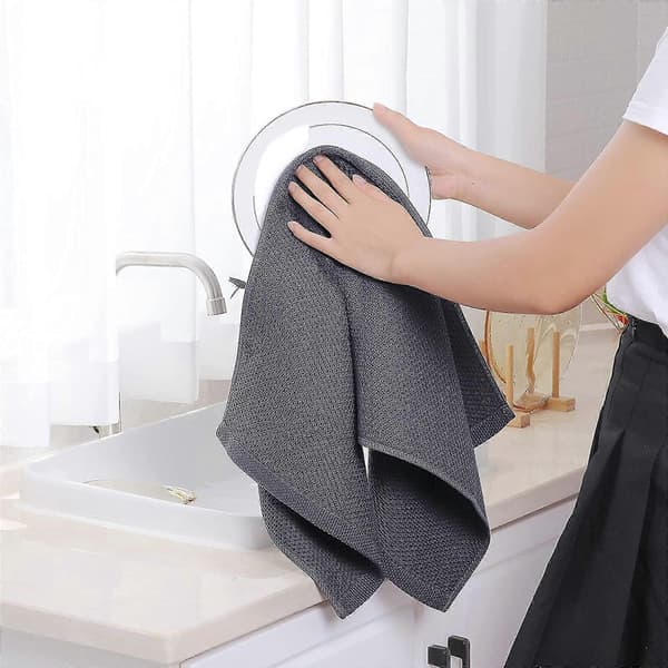6-pack 100% Bomulls Terry Handdukar Köksdisk Rengöring Hängande Slinga Dark gray 34*73cm