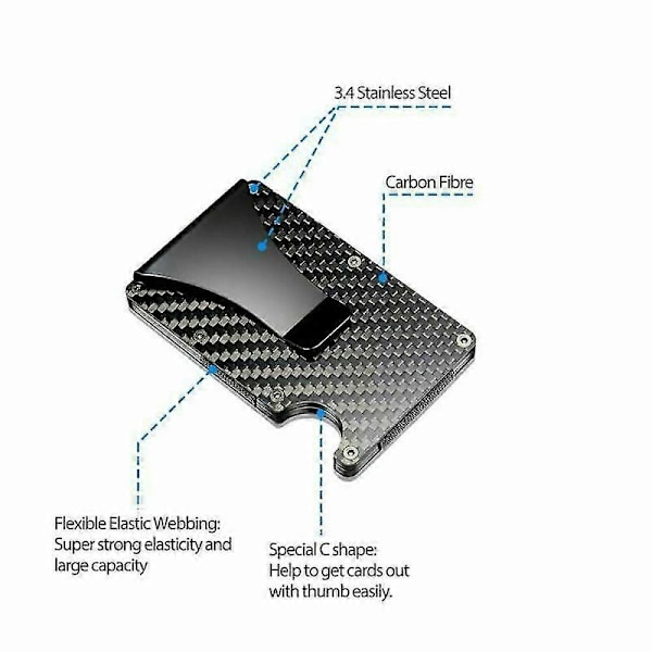 RFID Blokerende Carbon Fiber Minimalistisk Ridge Pengeclips Forlomme Mænds Tegnebog CSV