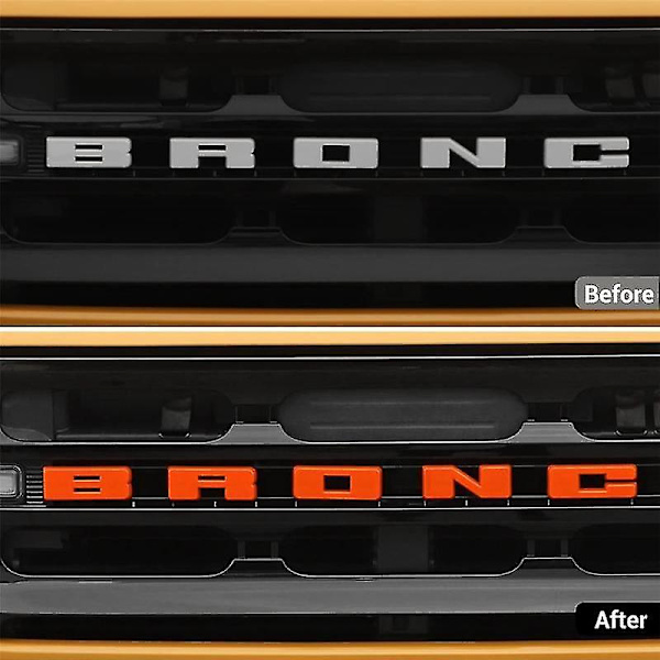 Forreste Grill Emblem Trim Dæksel Bogstav Dekoration Dæksel Eksteriør Tilbehør Til 2021-2022, Orange