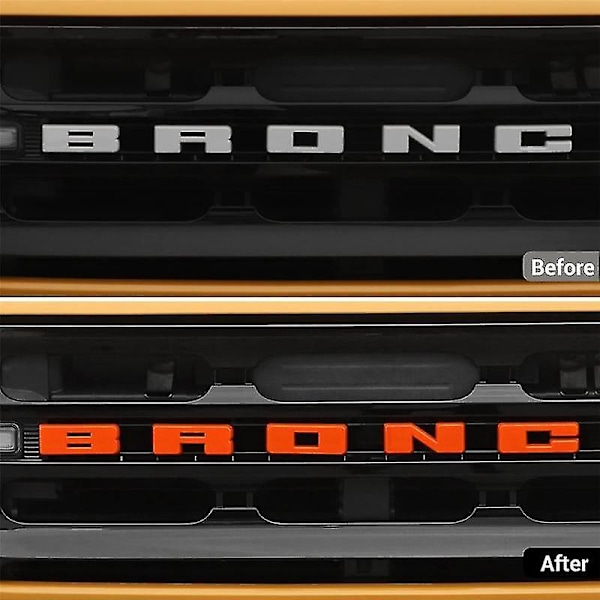 Frontgrill Emblem Trim Cover Bokstav Dekoration Cover Exteriör Tillbehör För 2021-2022, Orange