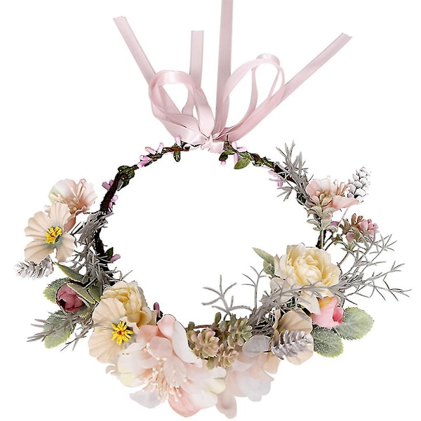 Blomsterhårbånd Blad Bær Blomst Boho Med Bånd Krone Krans Hodeplagg