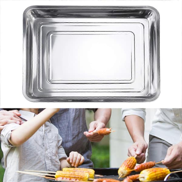Grillplate i rustfritt stål Gjenbrukbar Tørkebrett Oppvaskmaskin Grillpanne 45x35x4.8cm