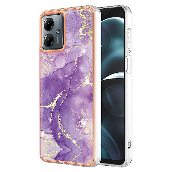 For Motorola Moto G14 4g Etui Imd Marmor Tpu Galvanisert Telefondeksel Purple 002