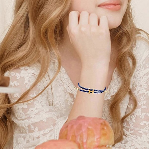 Stilfullt justerbart armband för kvinnor med 18k guldpläterat H-spänne, tillverkat av premium rostfritt ståltråd brun Red Gold