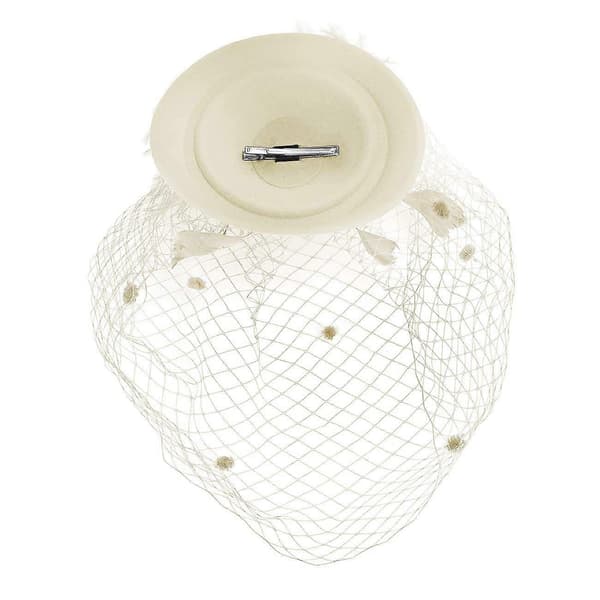 Fjær Mesh Topphatt Dame Mesh Slør Hårnål Hatt Party Hodeplagg White