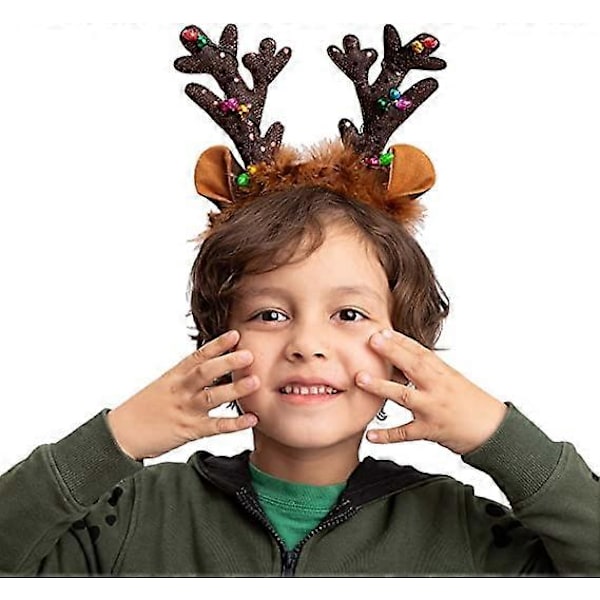 Kongque - 2 stk. Lysende Pandebånd med LED, Julepandebånd til Juletilbehør og Festfavoritter (One Size Fits All)
