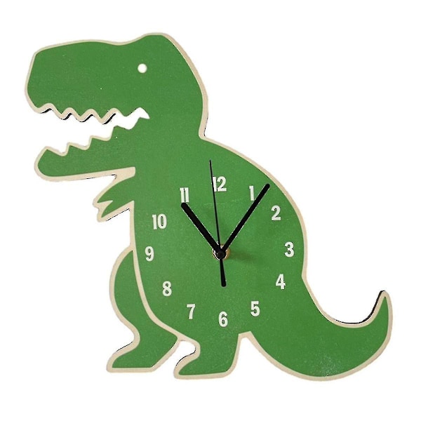 Dinosaurus-kello, sarjakuva, hiljainen kello, seinäkoriste, lastenhuoneen kello, pehmeä koriste, minityyli Coffee color