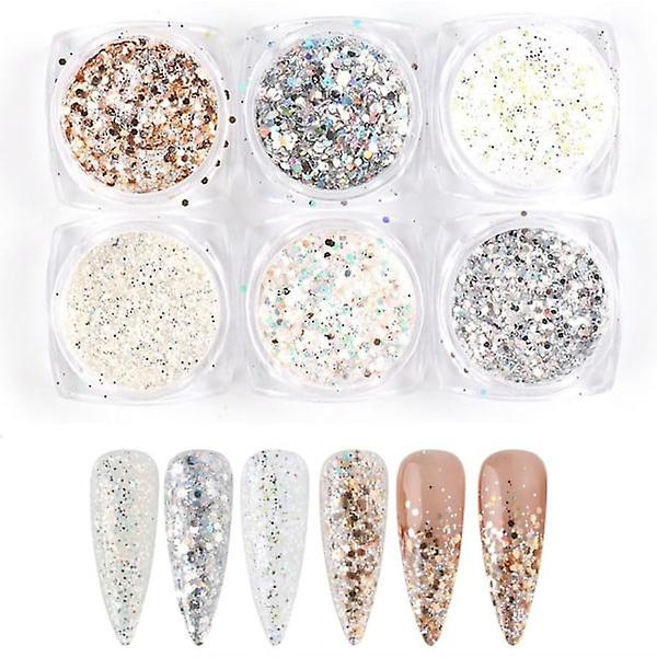 6 st Nagelglitter Glitter, Nageldekor