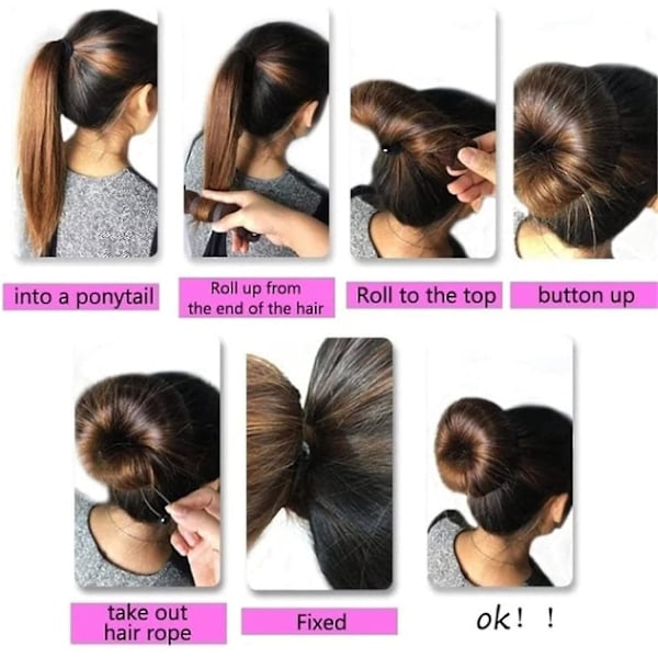3-pack Snabb Hårdonut Bun Band Maker Hårdonut Verktyg Snap Hårrulle Kvinnor Hårförmare Skum Snap Rulle brown