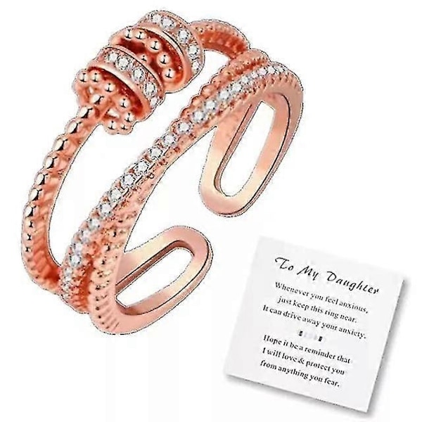 Til Min Datter Fidget Ring Mod Angst  Fidget Ringe Mod Angst Til Kvinder Justerbar Stabling Angstlindring Regnbue Fidget Ring Smykker Gave rose gold