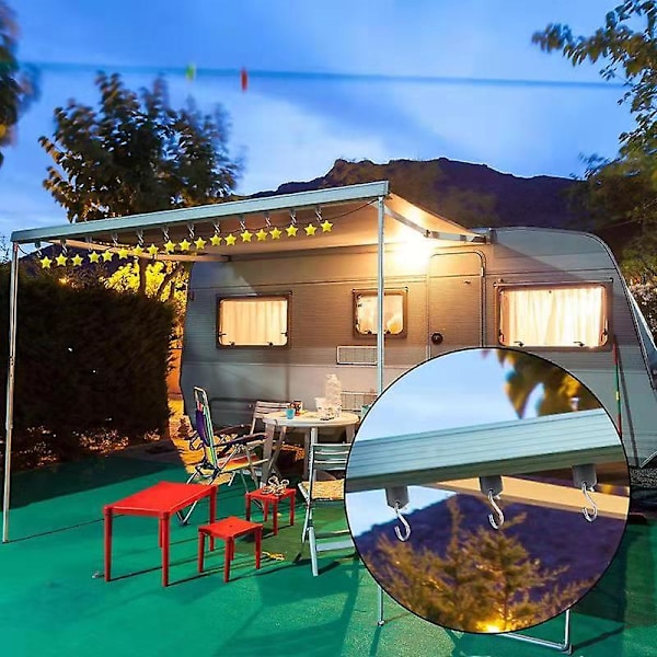 RV-markisekroge, 8 stk. markise S-krogophæng, RV-festlysophæng til campingtelt, autocamper, campingvogn, indendørs og udendørs juledekoration