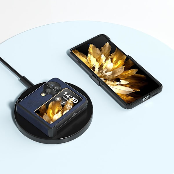 Abeel för Oppo Find N3 Flip 5g telefonfodral i PU-läder med gångjärnsskydd Blue