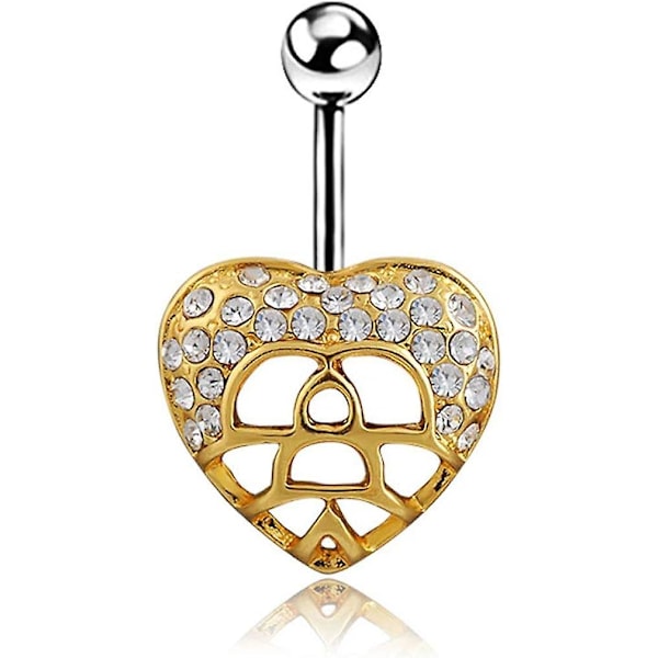 Fashion Punk Style Nightclub Navel Nail - Love Heart Shape Rhinestone Belly