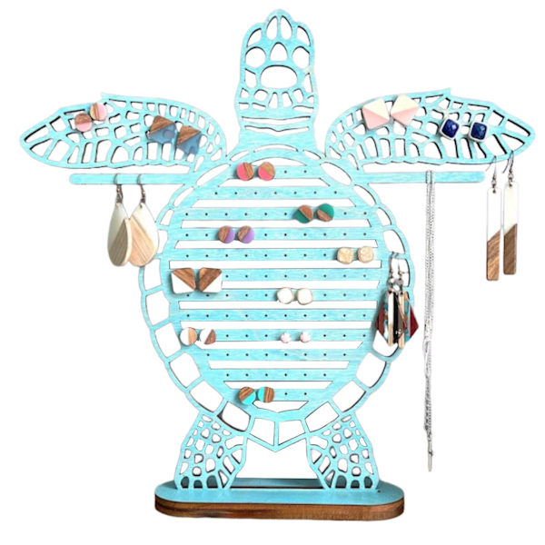 Sjösköldpaddsörhänge Display Organizer Stor Kapacitet Stabil Bas Butik Halsband Armband Display Stativ Heminredning Smyckeshållare Örhängehållare Blue