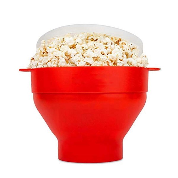 Silikon Mikrobølgeovn Popcorn Maker Foldbar Popcorn Skål Mikrobølgeovn Popcorn Maker med Låg