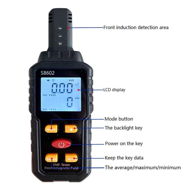 Elektromagnetisk strålingstester EMF elektrisk magnetfelt detektor meter 5Hz?3500Hz