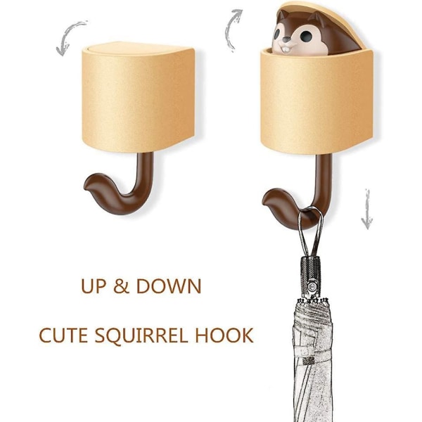 4pcs Adhesive Hooks Cute Cartoon Creative Squirrel Wall Hooks 4 Colors Heavy Duty Wall Hooks For Kid&#39;s Room Living Room Bedroom