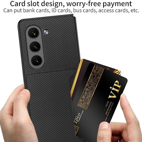 Til Samsung Galaxy Z Fold5 Gkk Ultra-tyndt Læder Mobiltelefon Cover Med Kortlommer Black