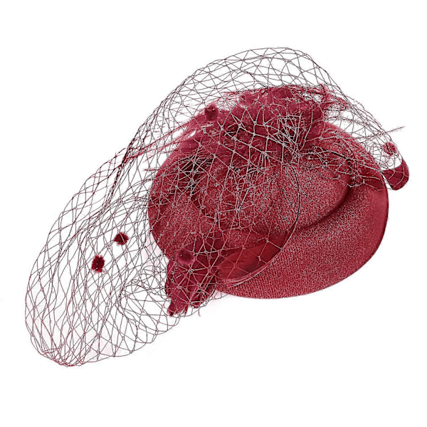 Fjäder Mesh Hatt Dam Mesh Slöja Hårnål Hatt Party Huvudbonad red