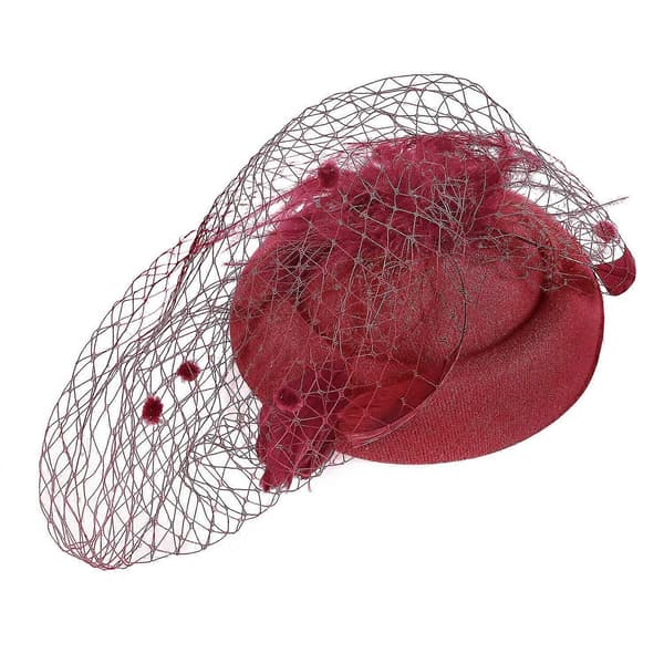 Fjær Mesh Topphatt Dame Mesh Slør Hårnål Hatt Party Hodeplagg red