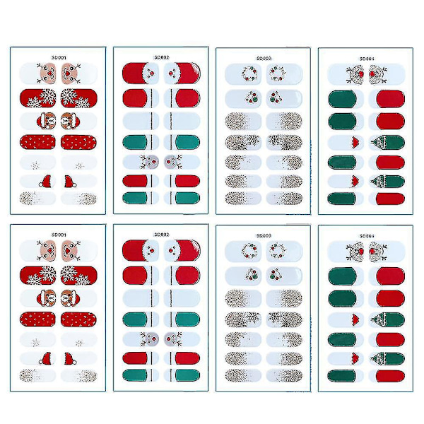 Jule-neglelapper - Søte gel-neglestikker, selvklebende manikyr style 1