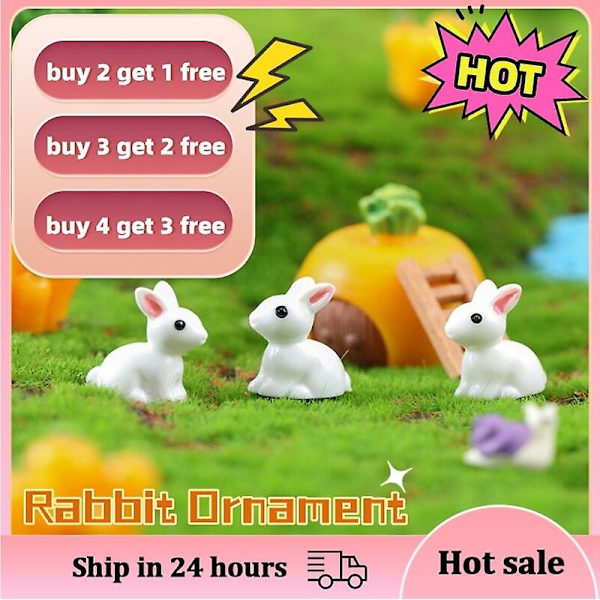 1/3/5/7PCS Heminredning Mini Kanin Prydnad Harts Kaniner Mossa Mikro Landskap Hantverk Dockhus Dekoration Miniatyr Figurer   Fingerfärdighetsspel buy 2 get 1 free