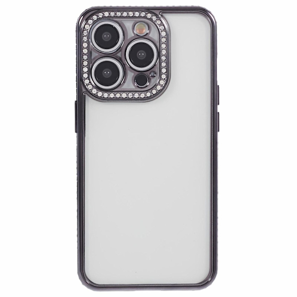 Skal till iPhone 13 Pro Max med strasslinsram i mjuk TPU Black