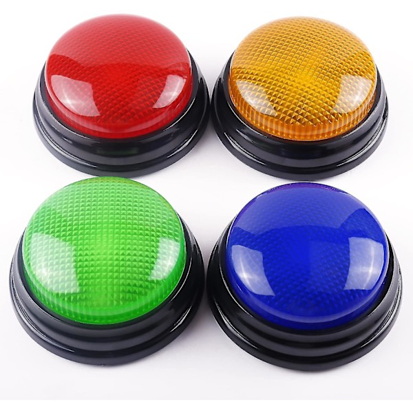 4-pack Spelbuzzers - Familjekonfliktbuzzer med Ljus och Ljud, Svarsbazzers för Klassrum, Quiz, Fest, Barn-Spelshowbuzzer och Läraretillbehör